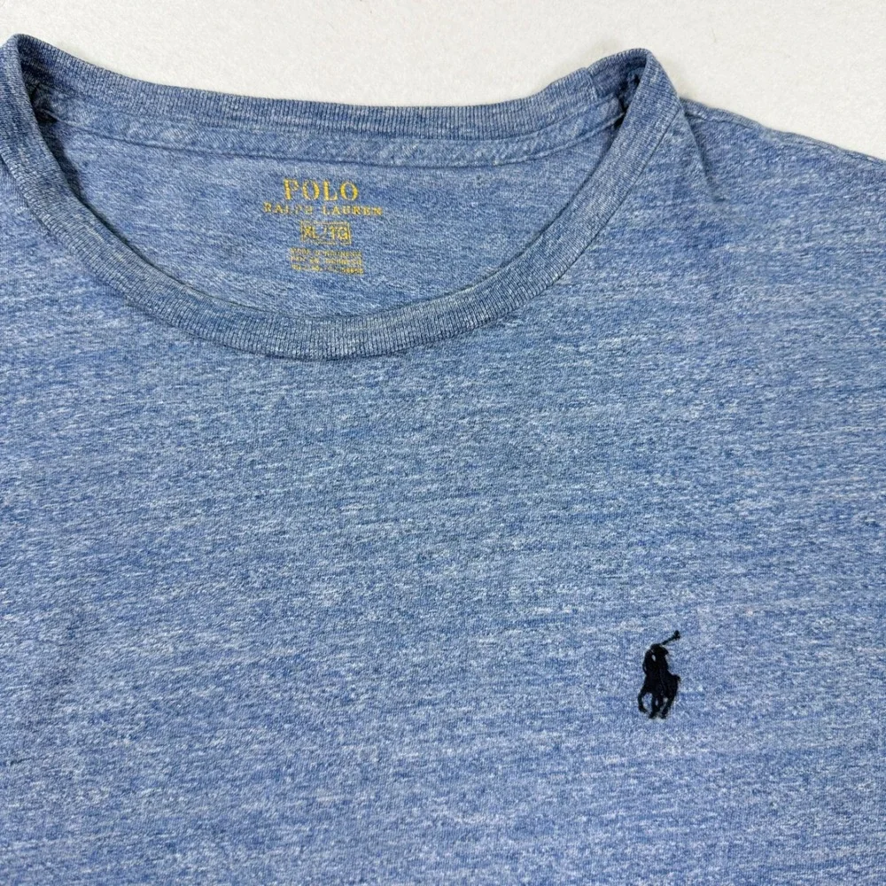 Polo Ralph Lauren Long Sleeve T-Shirt XL Blue Heathered Pony Logo Relaxed Fit